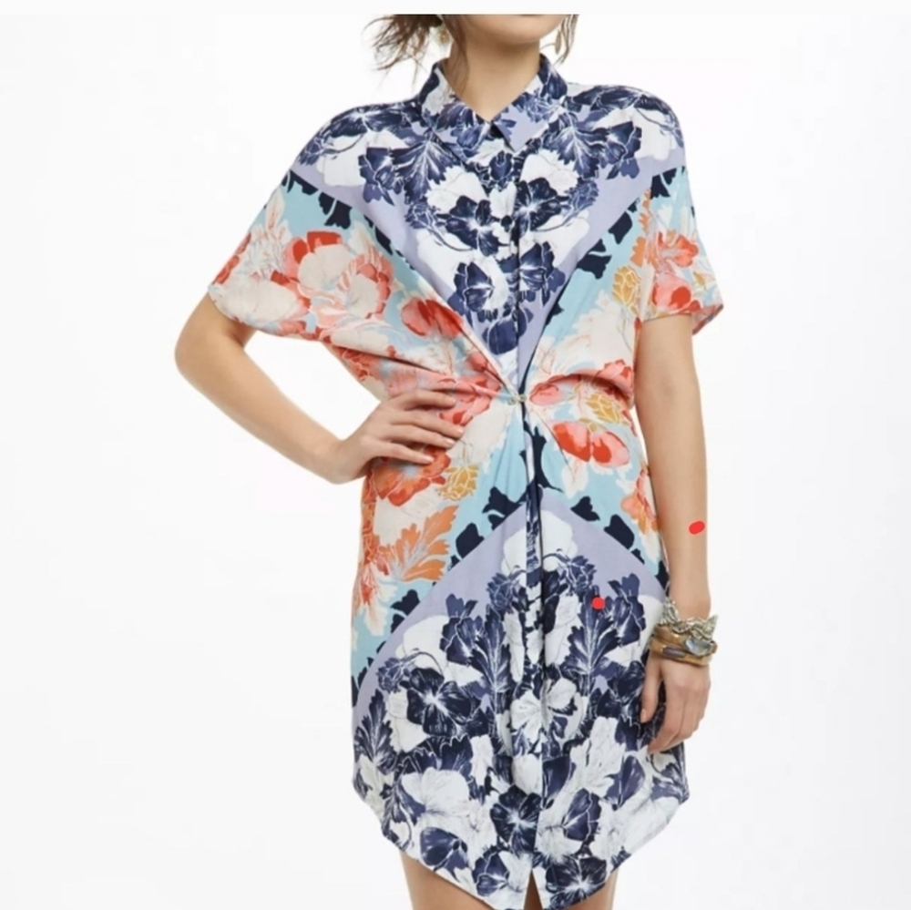 Maeve By Anthropologie Hibiscus Bloom Shirt dress Small P